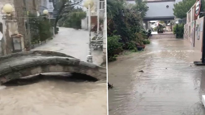 Çeşme’yi sağanak vurdu! Belediye teyakkuzda