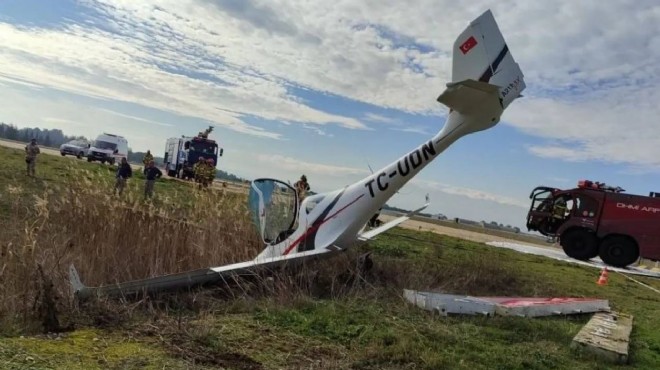 Eğitim uçağı pistten çıktı... Pilot yaralandı